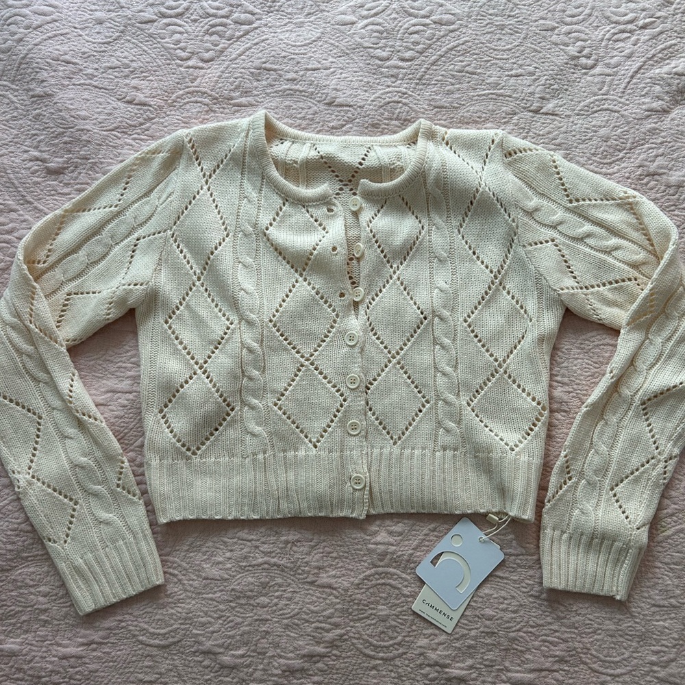 Cream Cable Knit Women's Sweater
